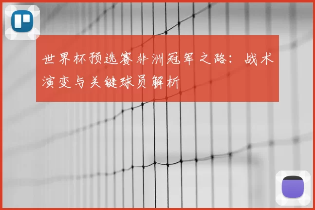 世界杯预选赛非洲冠军之路：战术演变与关键球员解析